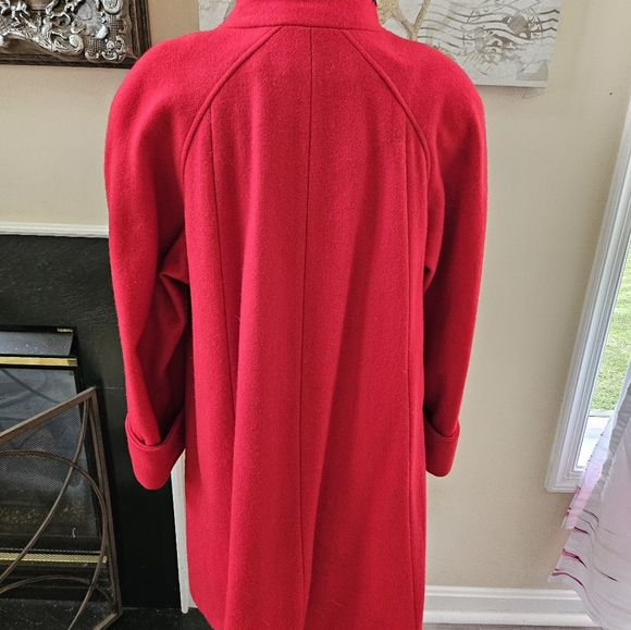 Vintage Red Wool Jacket Swing Coat 1960s Union Tag Fur Hat - Picture 12 of 15